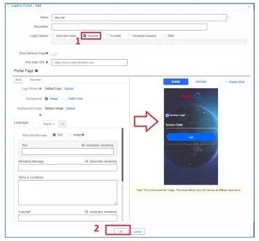 Bấm Add a new portal và chọn Voucher