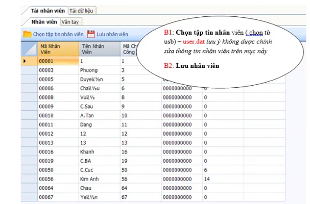 TẢI NHÂN VIÊN TỪ USB VỀ PHẦN MỀM