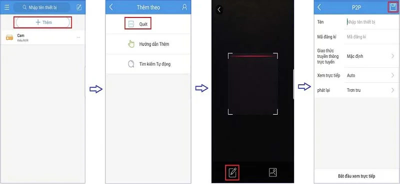 Thêm thiết bị bằng P2P EZCloud