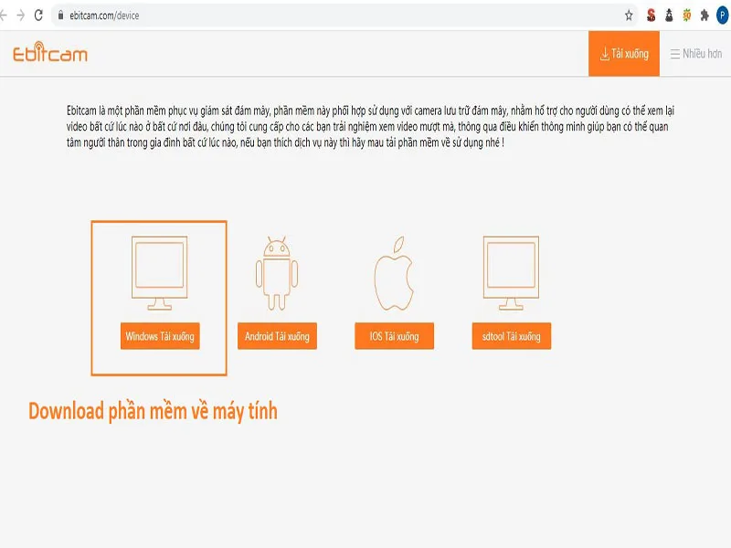 Chọn Window Tải xuống để Dowload phần mềm
