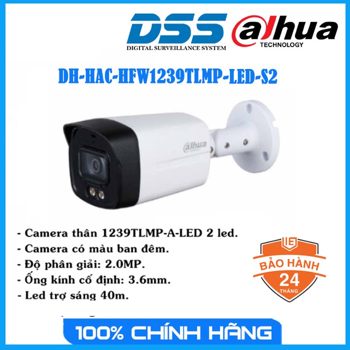 Camera HDCVI 2MP DAHUA DH-HAC-HFW1239TLMP-LED-S2
