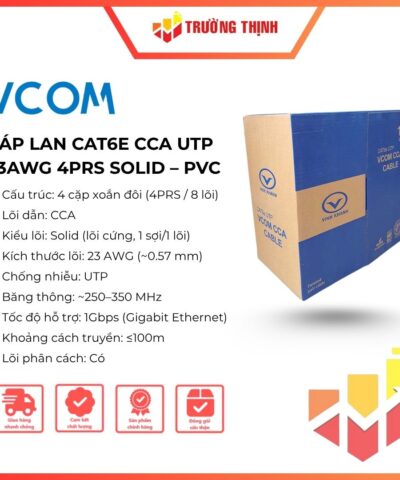 Cáp LAN CAT6E CCA UTP 23AWG 4PRS Solid – PVC