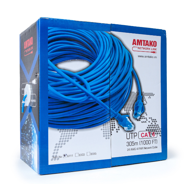 Cáp mạng Cat6 UTP AMTAKO 6100 dây xanh 305m