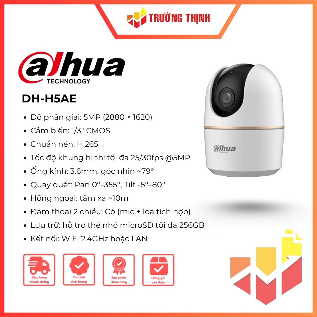 Camera Wifi quay quét 5MP DAHUA DH-H5AE Hero A1 360 độ