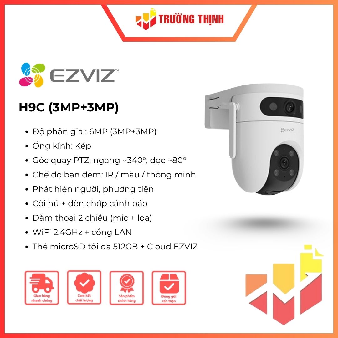 Camera wifi ống kính kép EZVIZ H9C (3MP + 3MP) quay quét