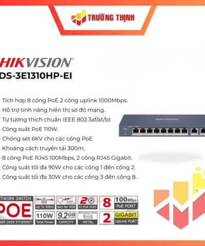 Switch mạng 8 cổng Hikvision DS-3E1310HP-EI