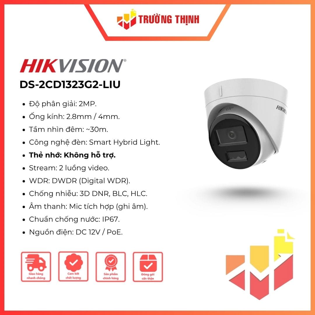 Camera Hikvision IP Bán Cầu 2MP DS-2CD1323G2-LIU