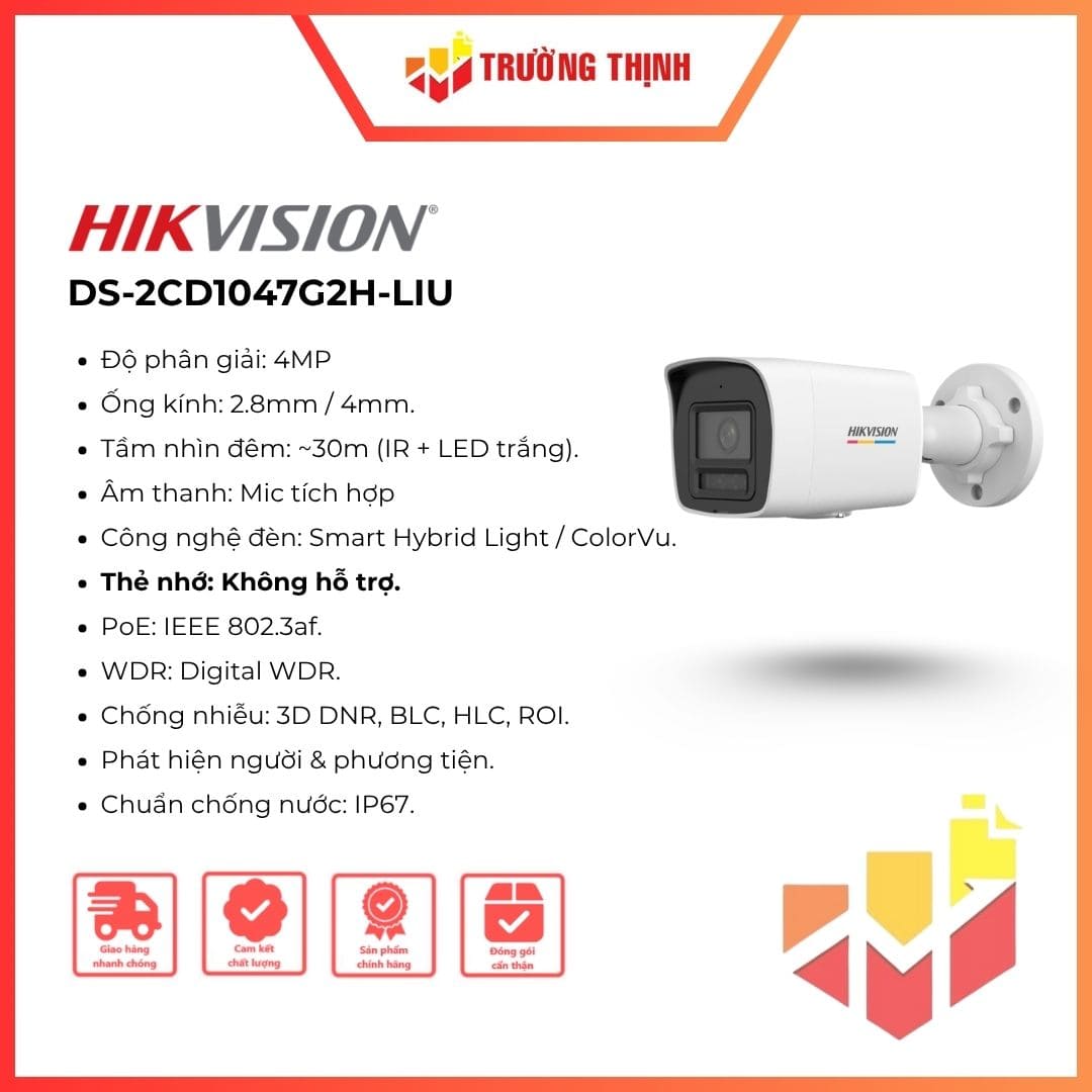 Camera Hikvision IP 4MP DS-2CD1047G2H-LIU ColorVu
