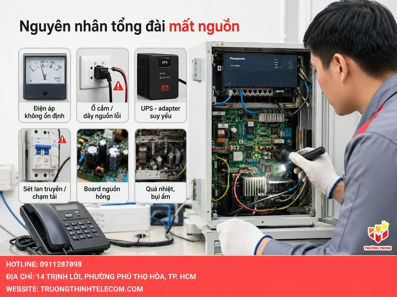 Nguyên nhân phổ biến khiến tổng đài điện thoại mất nguồn