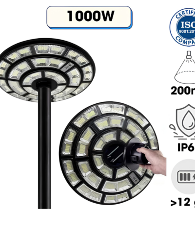 Đèn đường UFO năng lượng mặt trời JD 1000W New Mono-5 pin