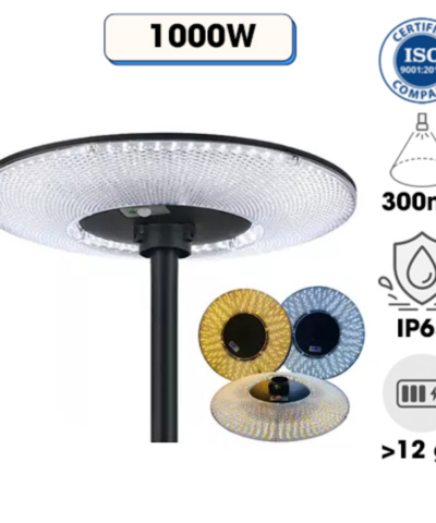 Đèn đường UFO năng lượng mặt trời Kim Cương 1000W 3 Chế Độ Màu 5 pin