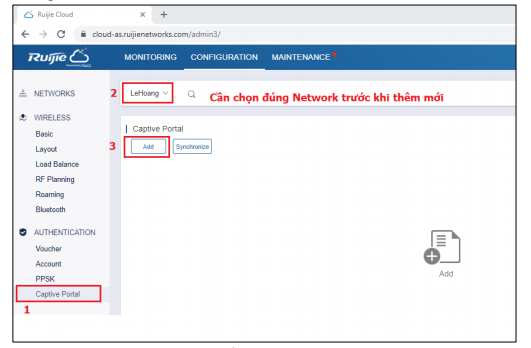Hướng dẫn cài đặt xác thực truy cập Wi-Fi qua Ruijie Cloud