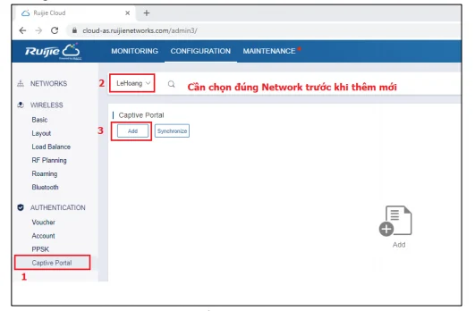 Hướng dẫn cài đặt xác thực truy cập Wi-Fi qua Ruijie Cloud