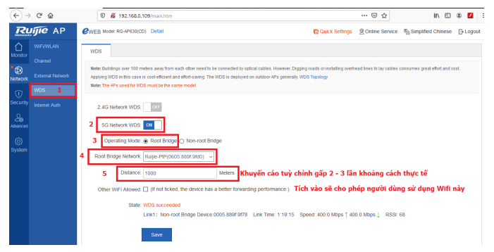 KẾT NỐI POINT TO POINT TRÊN RG-AP630 CD