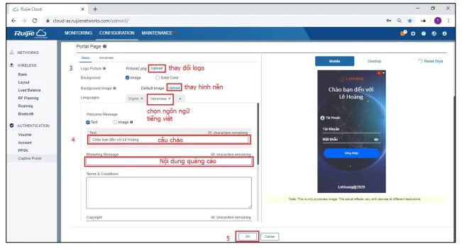xác thực truy cập Wi-Fi qua Ruijie Cloud