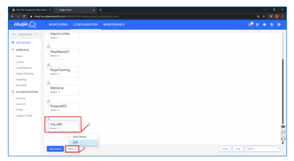 Hướng Dẫn Cài Đặt AP Qua Ruijie Cloud