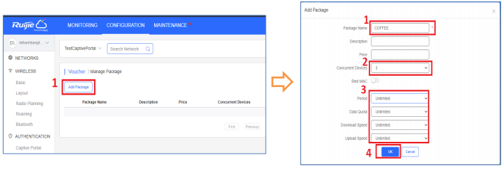Xác Thực Wifi marking Trên Reyee Gateway