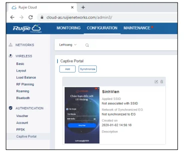 xác thực truy cập Wi-Fi qua Ruijie Cloud