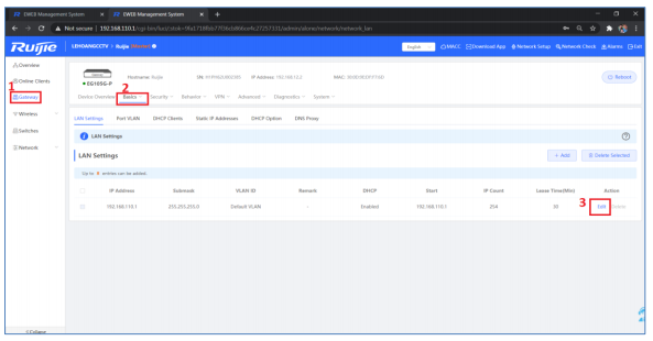 Hướng Dẫn Reyee Gateway Qua Giao Diện Web