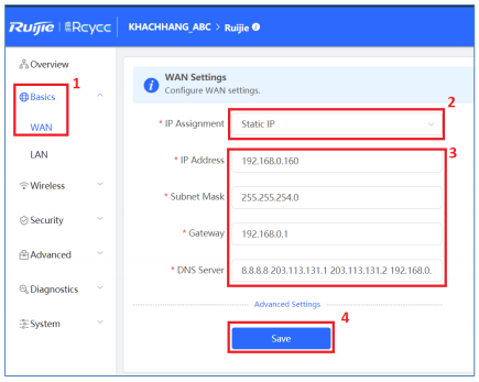 cài đặt bộ phát Wifi Reyee