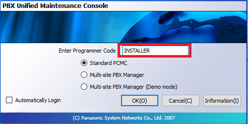 Khởi động phần mềm PbxUnified Maintenance Console