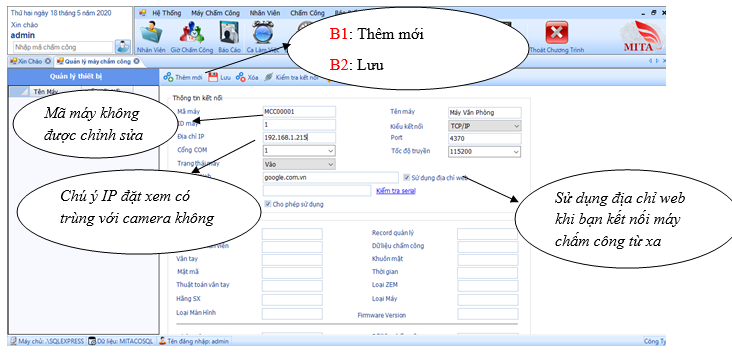 KHAI BÁO MÁY CHẤM CÔNG
