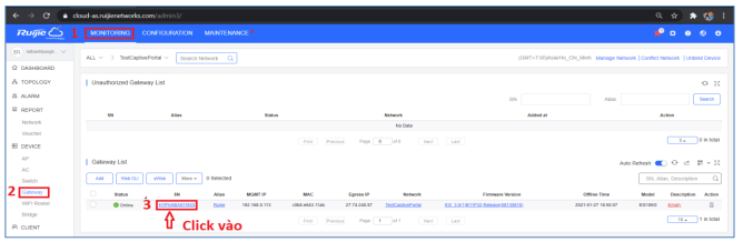 Xác Thực Wifi marking Trên Reyee Gateway