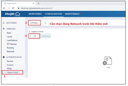 xác thực truy cập Wi-Fi qua Ruijie Cloud