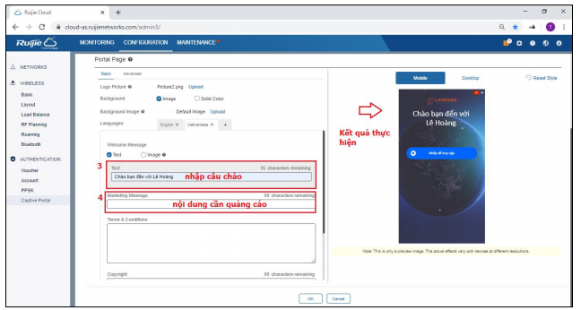 xác thực truy cập Wi-Fi qua Ruijie Cloud