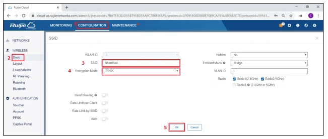xác thực truy cập Wi-Fi qua Ruijie Cloud