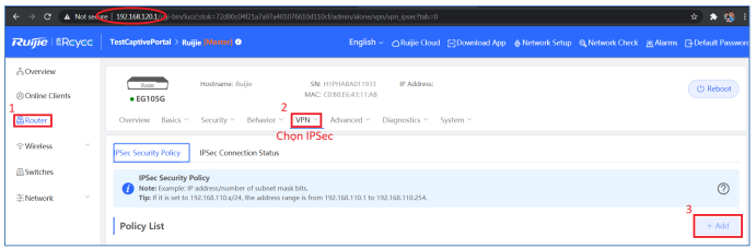 Cài Đặt VPN Trên Reyee Gateway