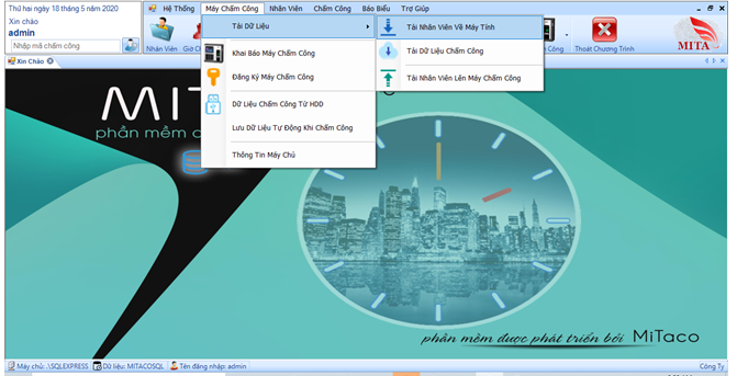 TẢI NHÂN VIÊN TỪ MÁY CHẤM CÔNG VỀ PHẦN MỀM