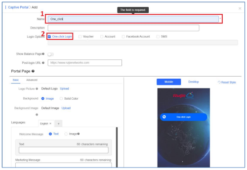 Xác Thực Wifi marking Trên Reyee Gateway