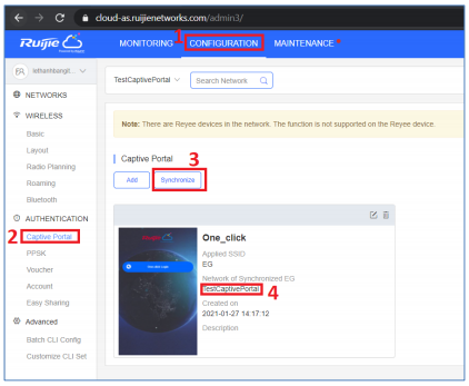 Xác Thực Wifi marking Trên Reyee Gateway