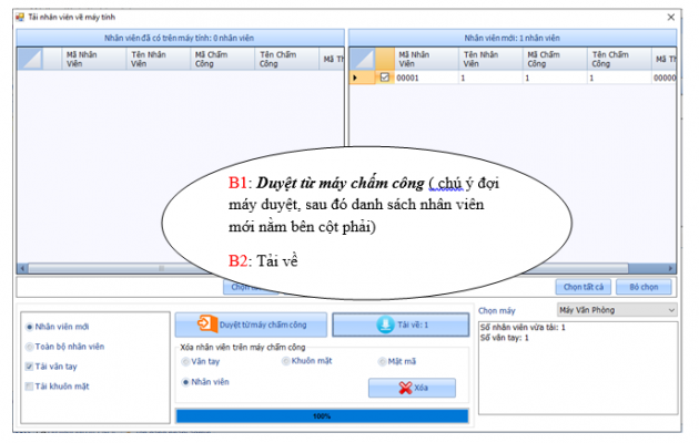 TẢI NHÂN VIÊN TỪ MÁY CHẤM CÔNG VỀ PHẦN MỀM