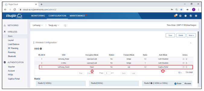 thực truy cập Wi-Fi qua Ruijie Cloud