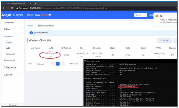 Phát WiFi Reyee Chạy Chế Độ Wireless Repeater