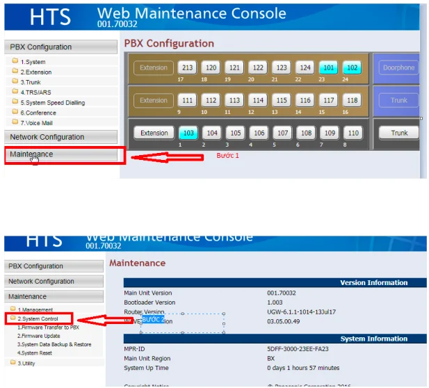 Tổng hợp firmware, hướng dẫn update tổng đài KX-HTS824