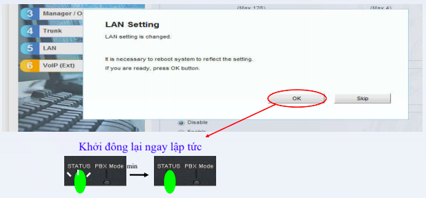 Khởi động lại tổng đài