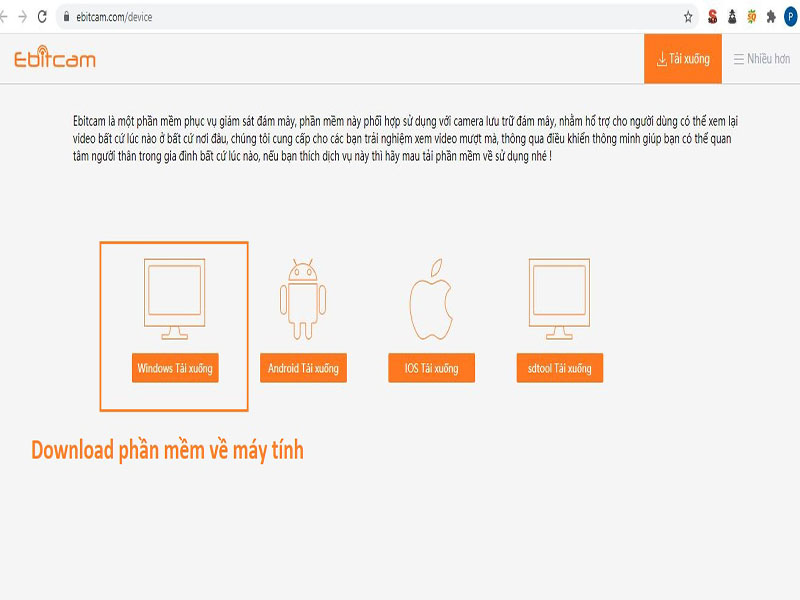 Chọn Window Tải xuống để Dowload phần mềm