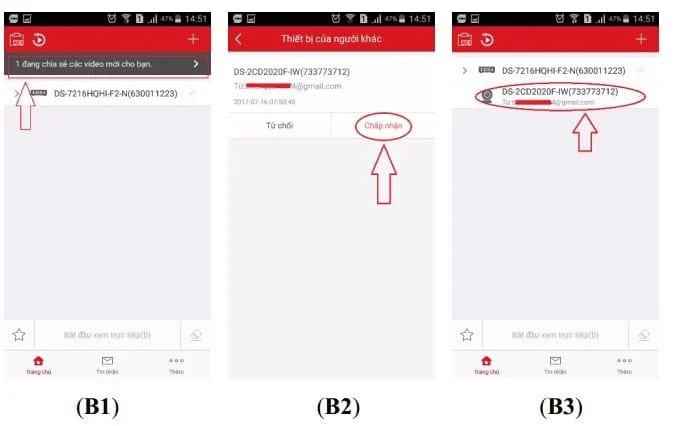 Nhận thiết bị được chia sẻ