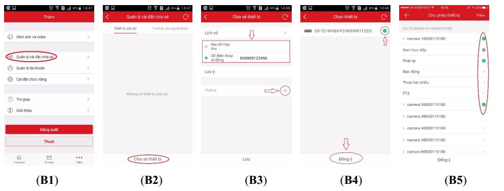 Share thiết bị cho tài khoản