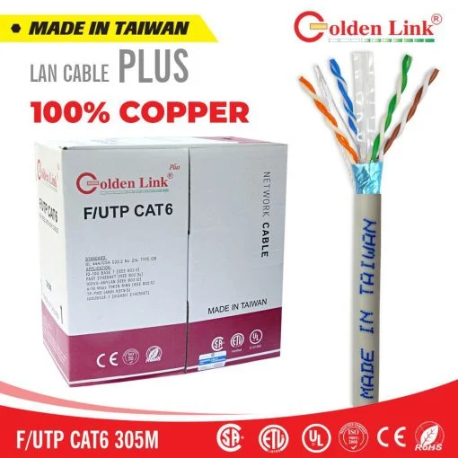Cáp mạng CAT6 GOLDEN PLUS XÁM TRẮNG (Chống Nhiễu) 2-00104TW