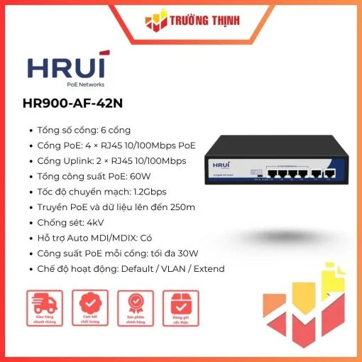 Switch POE Hrui 4 Port HR900-AF-42N