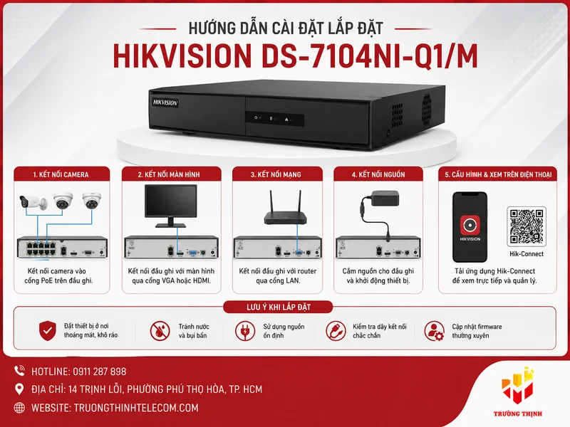 Hướng dẫn cài đặt lắp đặt Hikvision DS-7104NI-Q1/M
