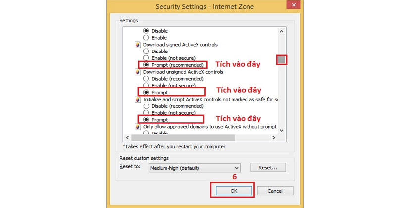 Tích chọn Prompt vào 3 mục như hình trên