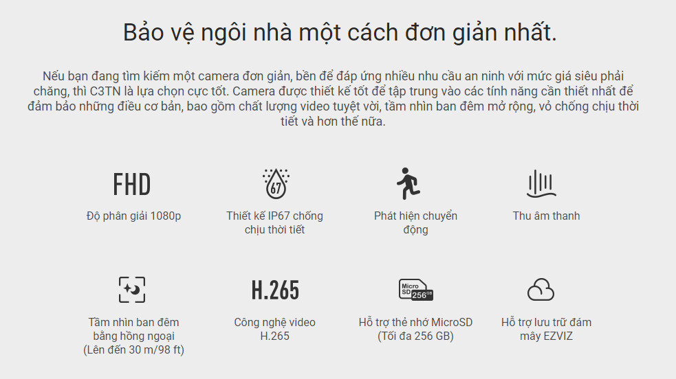 Thông số kỹ thuật Camera wifi Ezviz CS-C3TN-A0-1H3WKFL (3MP-2.8mm)