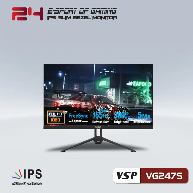 Màn hình 24 inch gaming VSP - VG247S (phẳng, Full-HD, IPS, 165Hz)