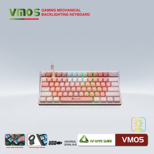 Phím Cơ VSP VM05 Mini Trắng Hồng