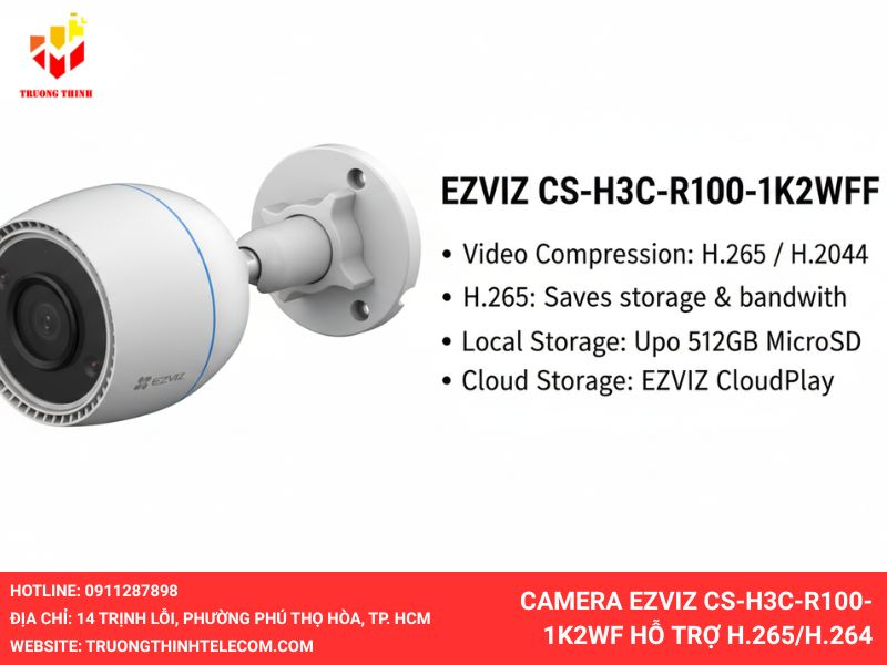 Camera Ezviz CS-H3C-R100-1K2WF hỗ trợ H.265/H.264